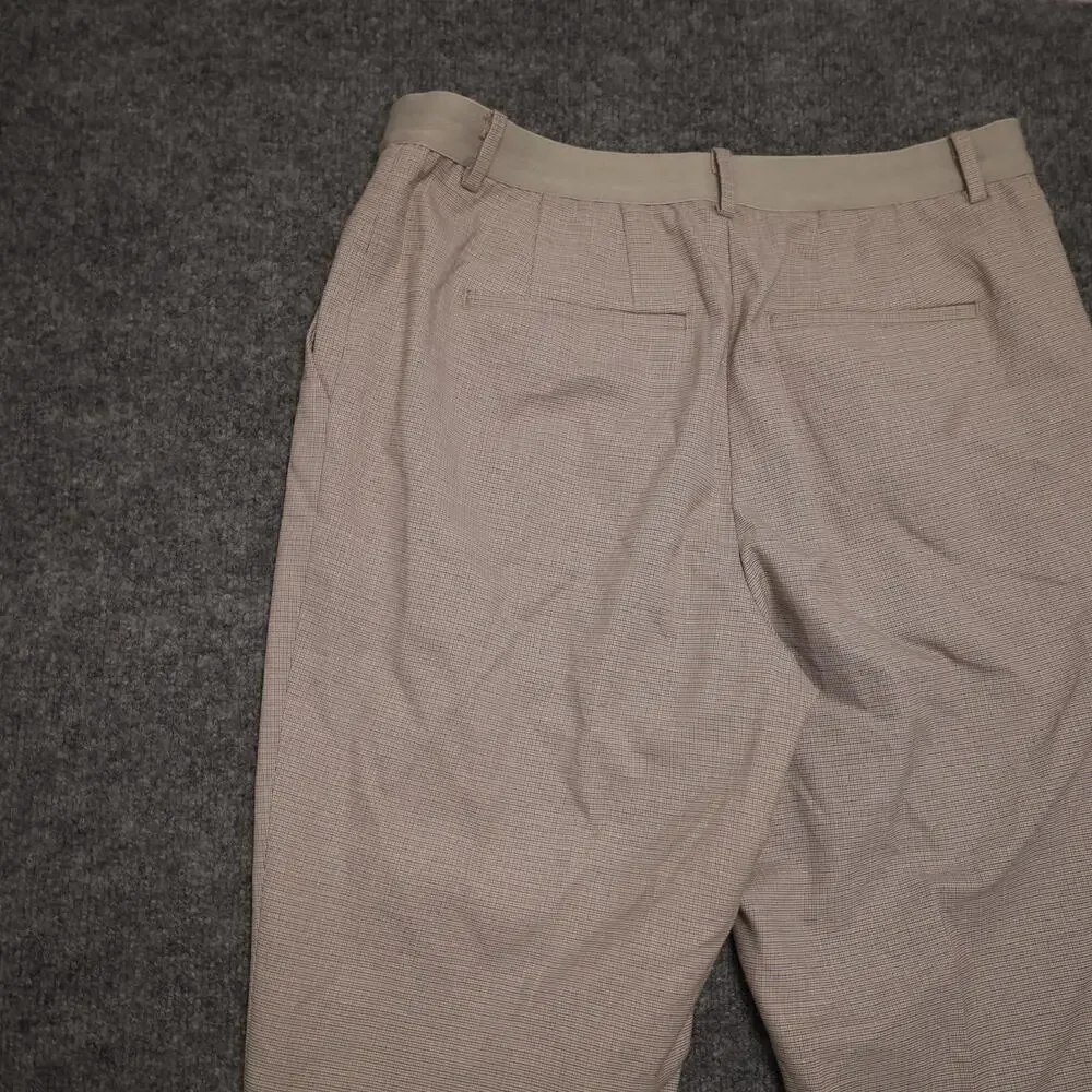 Uniqlo Dress Pants Mens 31x29 Beige Check Slim Fit Stretch Elastic Waist Office